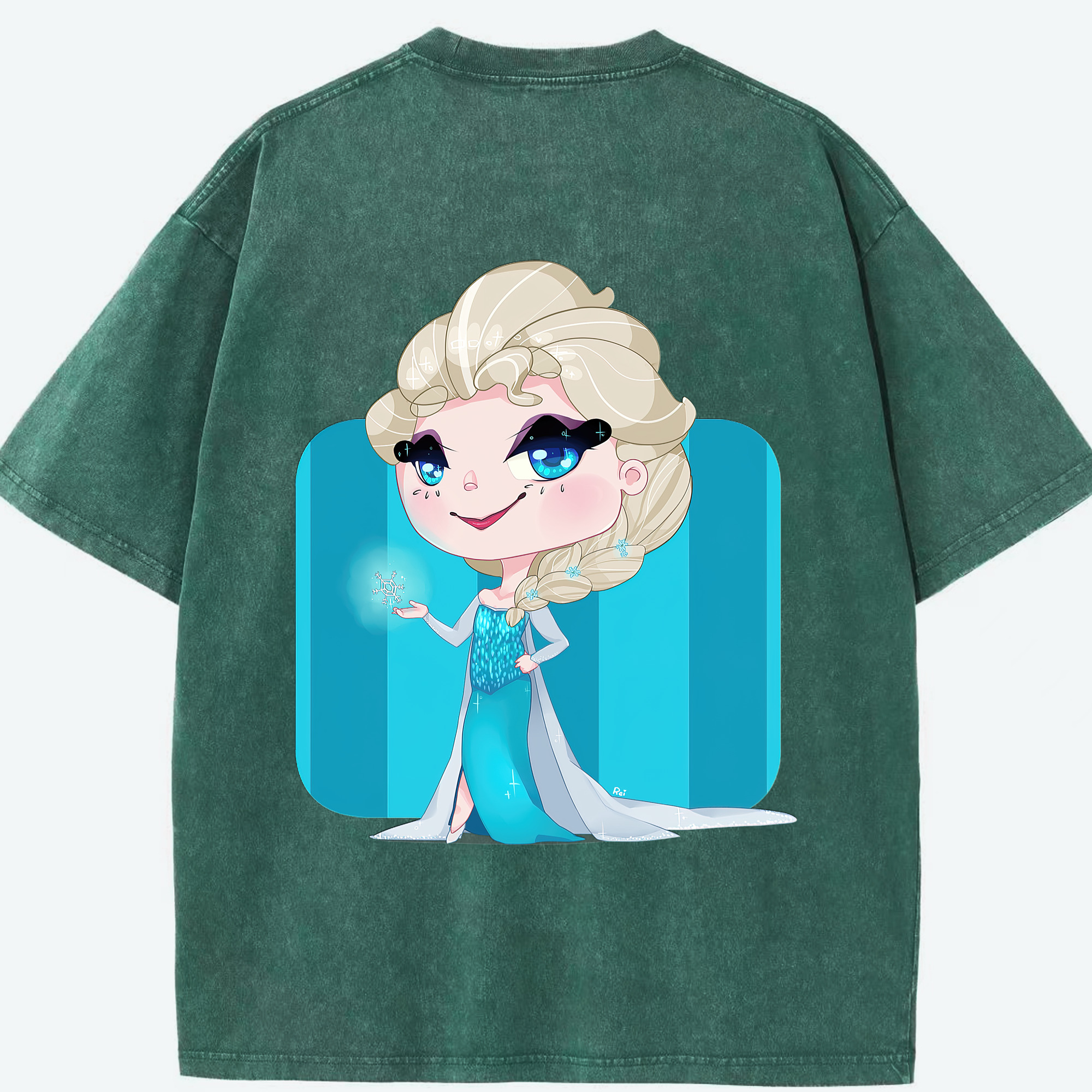（画像用） アナと雪の女王 アンナ エルサ Frozen Anna Elsa 綿100% ヴィンテージ風 半袖Tシャツ（背面プリント）